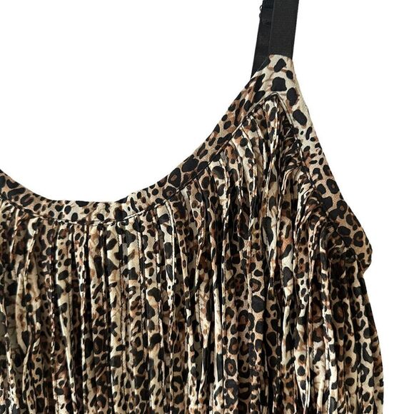 Comme leopard animal print tank top w/full fringe layer & adjustable straps - Picture 9 of 15